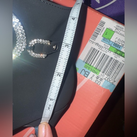 Bella Hanna Black Ankle Booties Rhinestone Buckle Heel Size 7.5 New With Tags - Picture 7 of 8